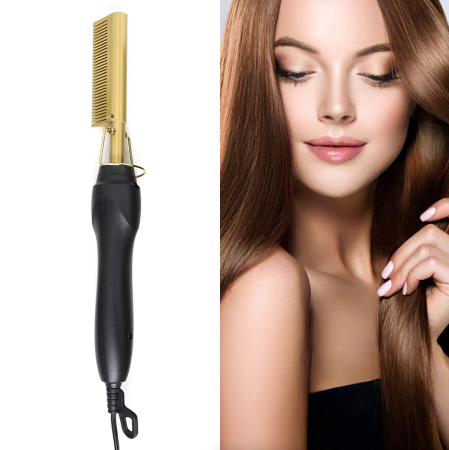 Electric Hair Straightening Heat Hot Comb Press