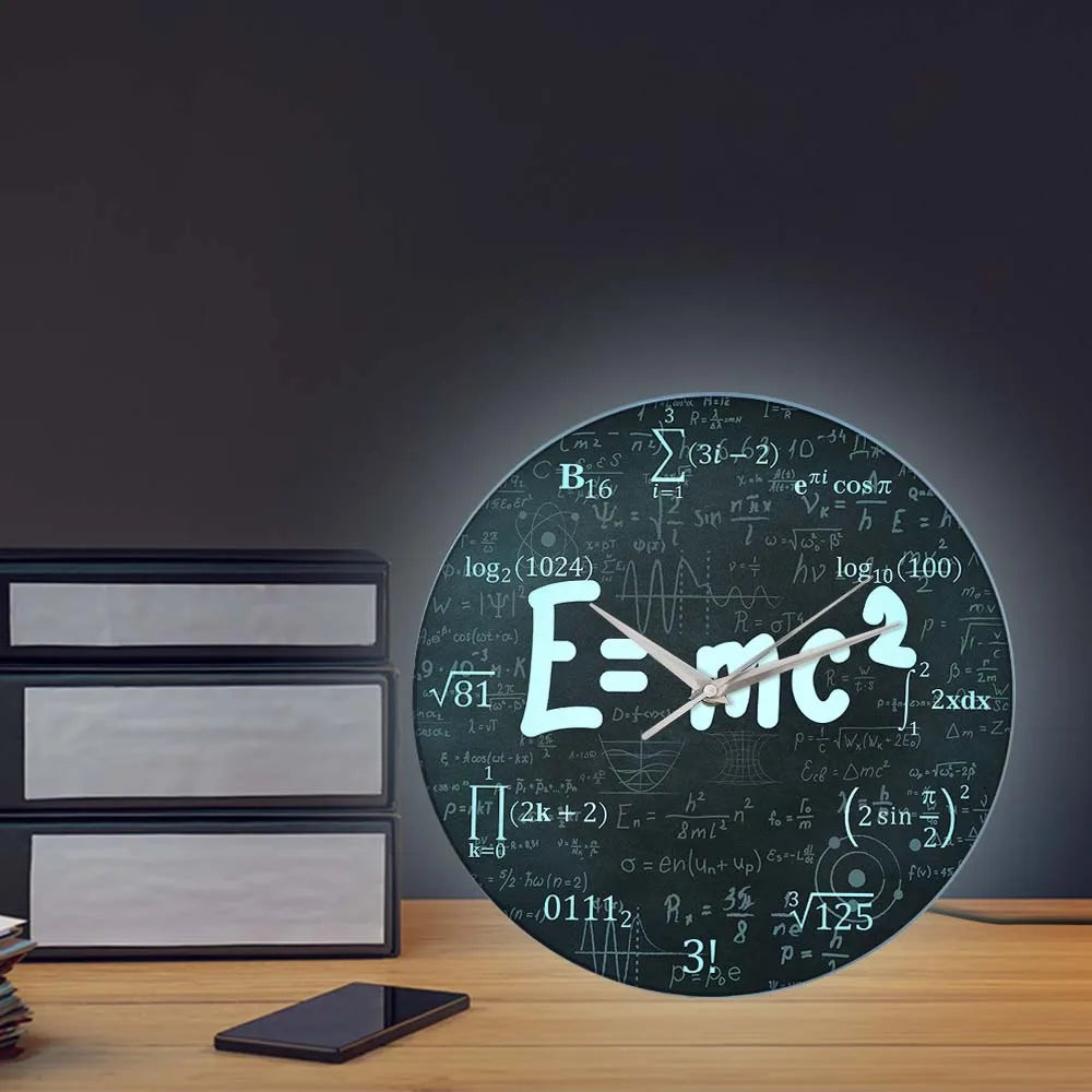 E=mc2 Math Formula Geek Wall Clock