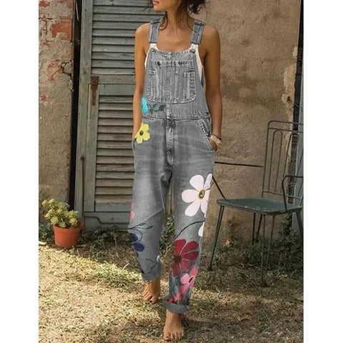 Plus Size Printed Denim Overalls for Women Frugal Finds Galore