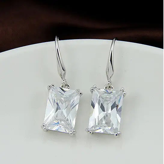 Royalty Earrings Emerald Cut Big