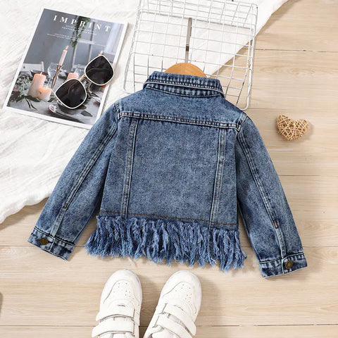 Girls' Jean Jacket with Tassels - Fashionable Autumn Coat Frugal Finds Galore