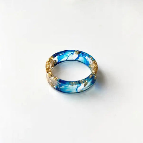 Colorful Handmade Resin Ring with Dried Flowers and Gold Foil Frugal Finds Galore