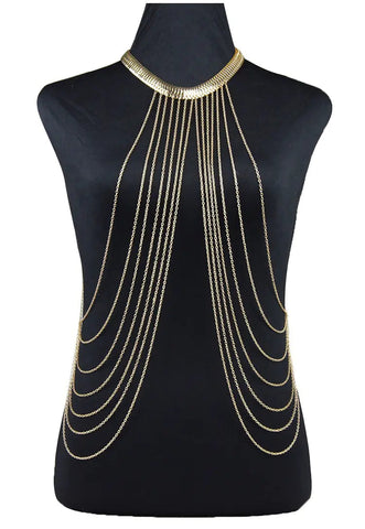 Metallic Serpent Chain Body Chain with Tassels Frugal Finds Galore