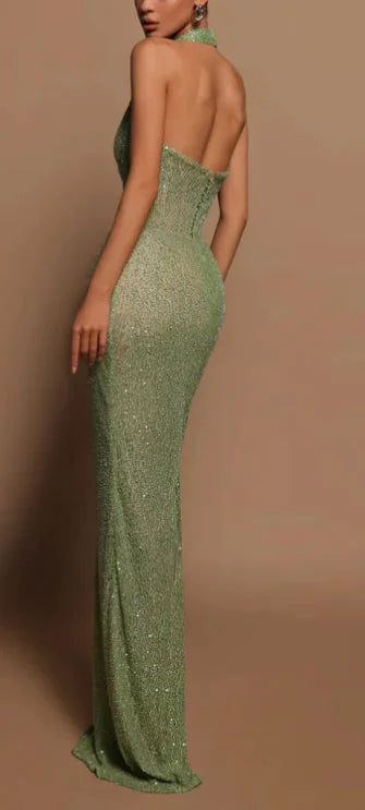 Split Sparkling Sequin Ball Evening Dress