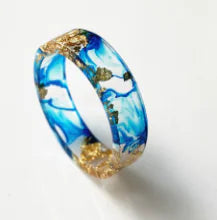 Colorful Handmade Resin Ring with Dried Flowers and Gold Foil Frugal Finds Galore