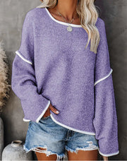 Casual Round Neck Long-sleeved Sweater Top in Solid Colors Frugal Finds Galore