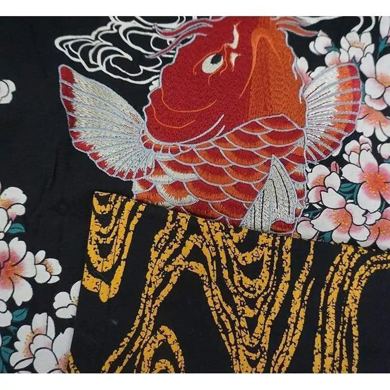 Unisex T-Shirt Embroidery Carp Fish