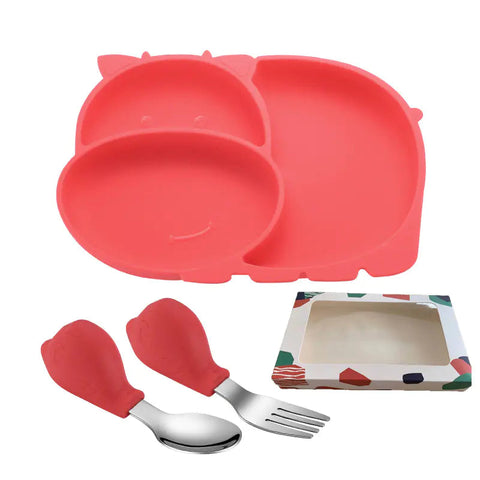 Silicone Baby Feeding Plate with Suction and Utensils Set Frugal Finds Galore