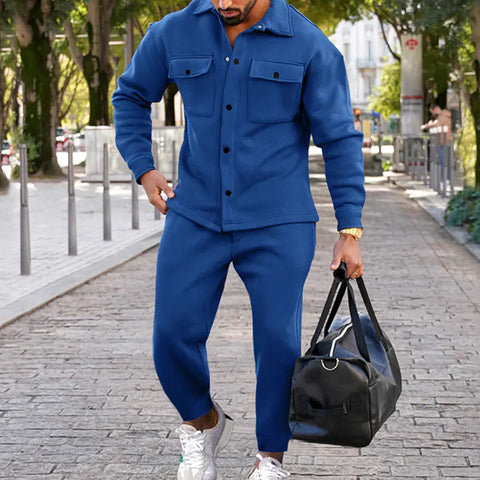 Suede Slim Fit Solid Color Two-Piece Suit for Men Frugal Finds Galore