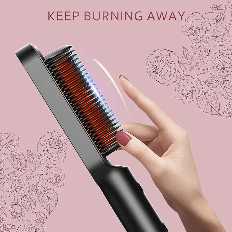 Electric Professional Hair Straightening Brush With LCD Display