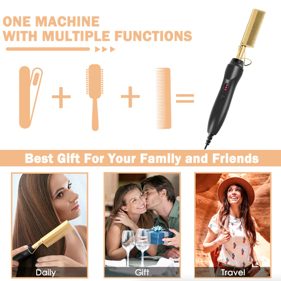 Electric Hair Straightening Heat Hot Comb Press