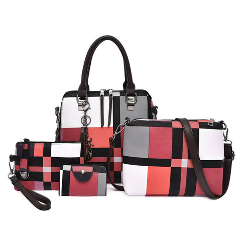 Fashion Retro Stitching Women's Handbag Purse Set Frugal Finds Galore