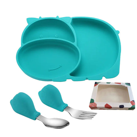 Silicone Baby Feeding Plate with Suction and Utensils Set Frugal Finds Galore