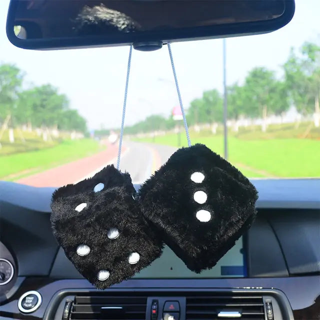 Retro Fuzzy Plush Dice Car