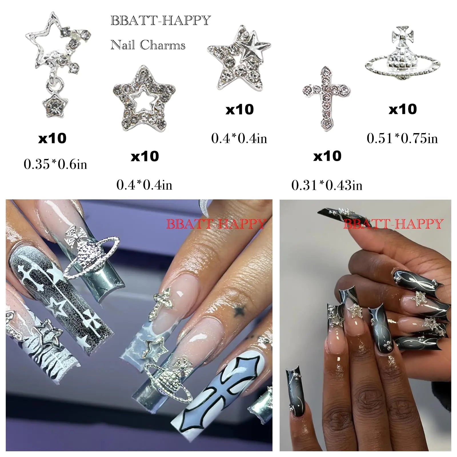 134PCS Nail Charms for Acrylic Nails