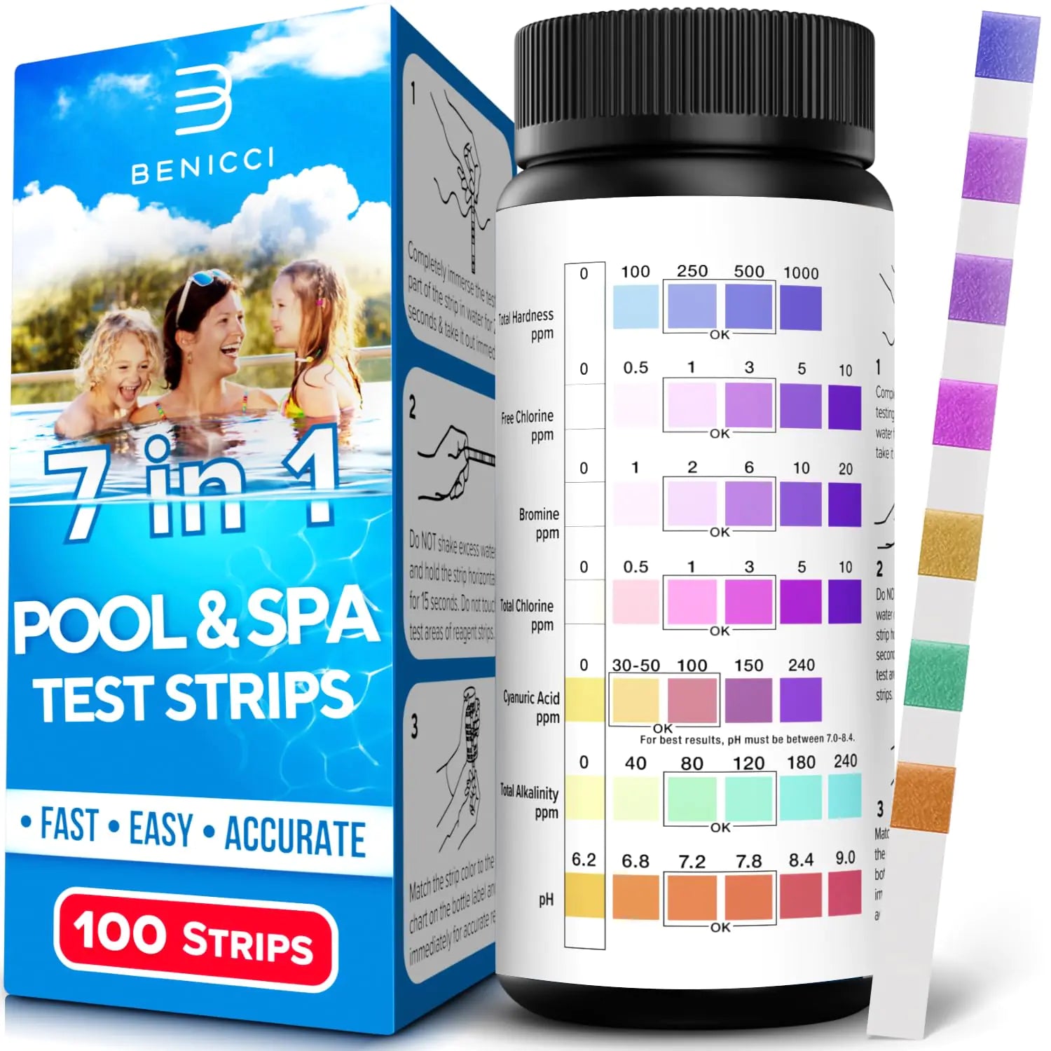 Pool And Spa
7 in 1
Test Strips
PH Test Strips
100Ct