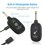 UHF Guitar Wireless System Transmitter+Receiver Built In Rechargeable Battery Frugal Finds Galore