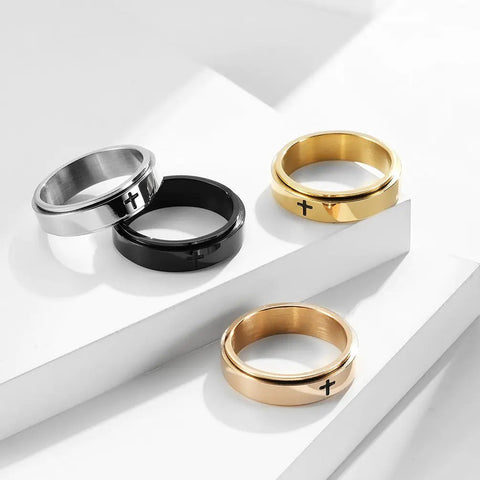 Minimalist Cross Rotatable Stainless Steel Ring Frugal Finds Galore