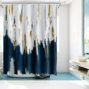 Navy Blue Oil Painting Shower Curtain for Your Bathroom Frugal Finds Galore