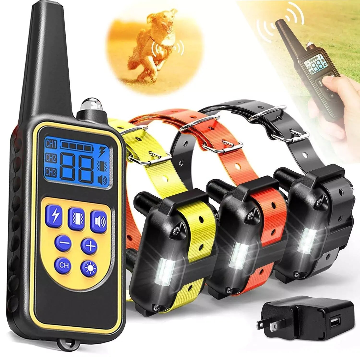 3000 FT Dog Training US Collar with Rechargeable Remote