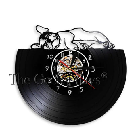 Cute Pet Dog Living Room Clock - Vintage Vinyl Design Frugal Finds Galore
