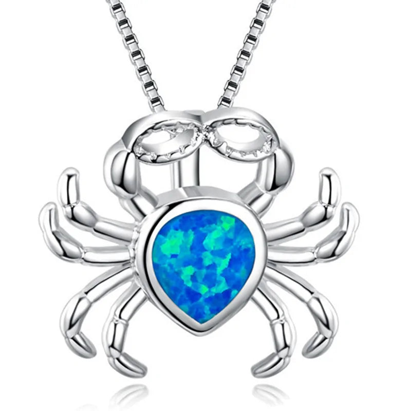 Blue Imitation Opal Sea Turtle Necklace