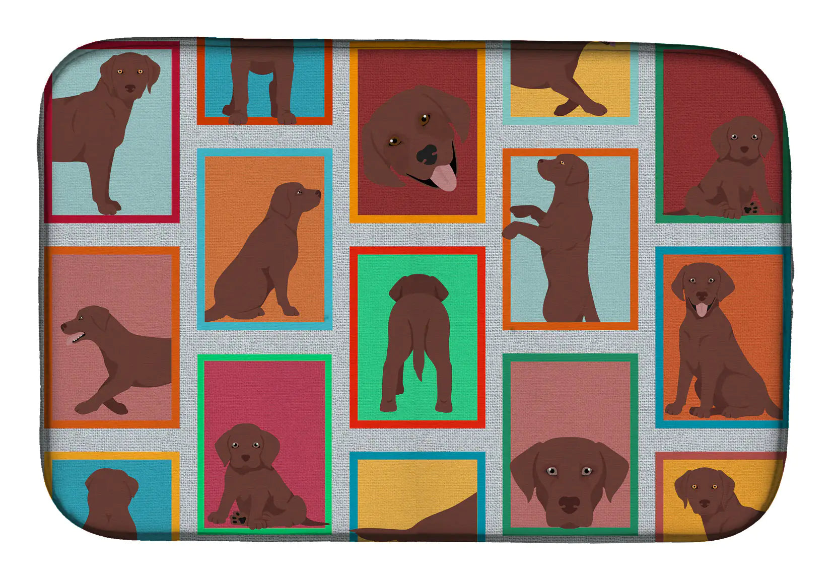 Lots of Chocolate Labrador Retriever Dish Drying Mat