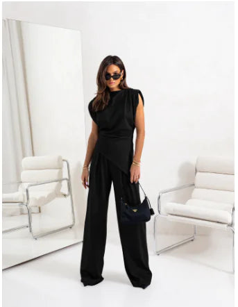 Elegant Women's Summer Two-Piece Set with Wide Pants Frugal Finds Galore