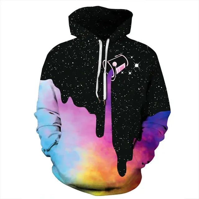 Rainbow Paint Splatter Tie-Dye 3D Hoodie