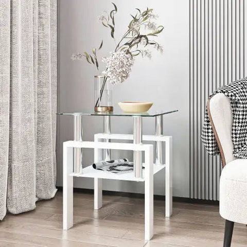 1-Piece Modern Tempered Glass End Table Frugal Finds Galore
