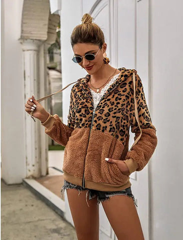 Soft Leopard PrintFur Hoodie Coat Frugal Finds Galore