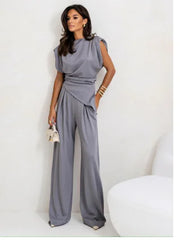 Elegant Women's Summer Two-Piece Set with Wide Pants Frugal Finds Galore
