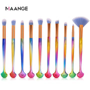 10-Piece Shell Makeup Brush Set - Beauty Tools Frugal Finds Galore