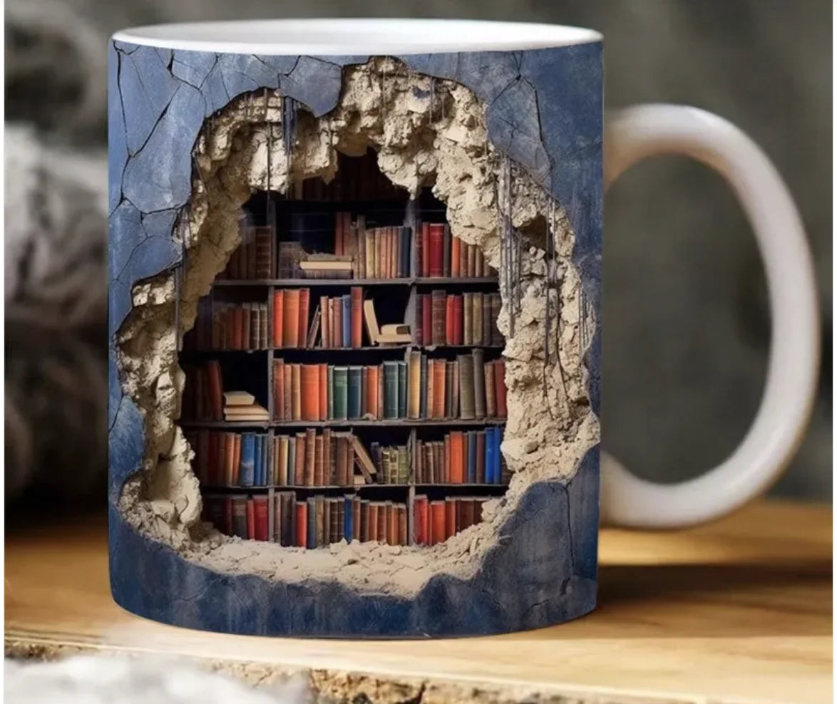 Ceramic 3D Bookshelf Mug