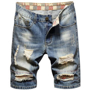Men's Casual Knee-Length Jean Shorts with Distressed Details Frugal Finds Galore