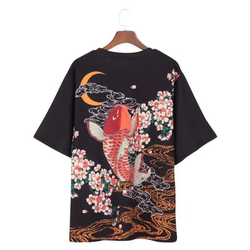 Unisex T-Shirt Embroidery Carp Fish