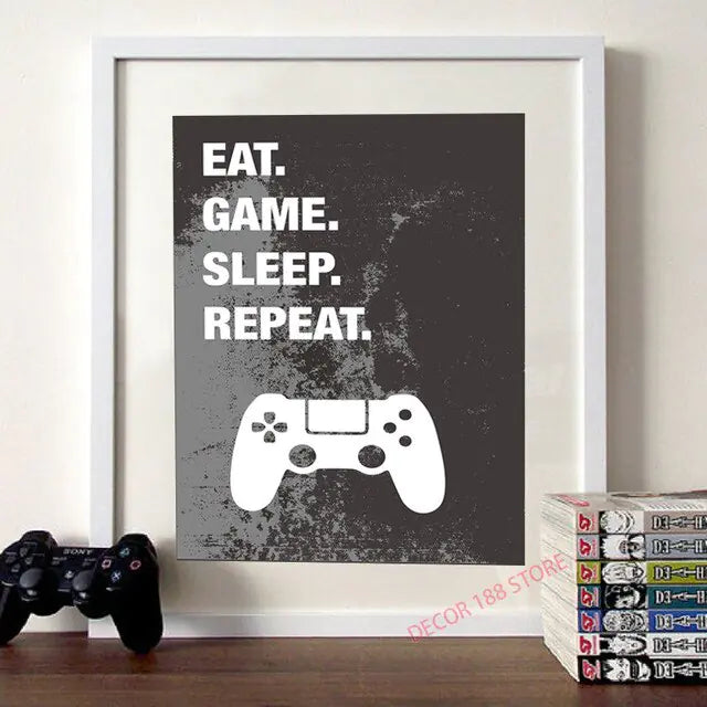 Video Game Black White Posters