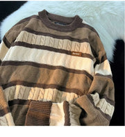 Men's Retro Twisted Contrast Striped Sweater Frugal Finds Galore