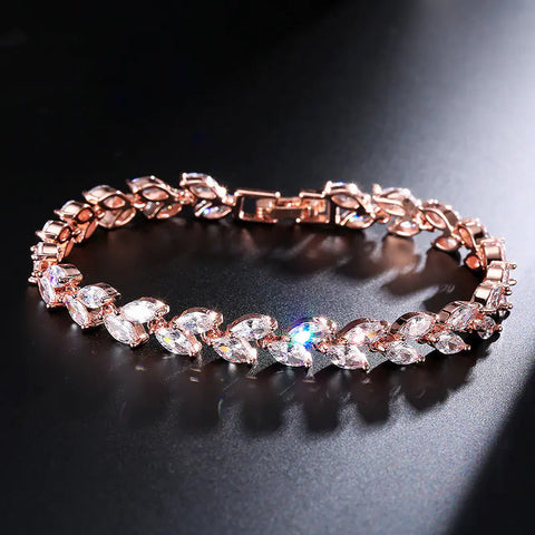 Minimalist Willow Leaf Bracelet with AAA Zircon Stones Frugal Finds Galore