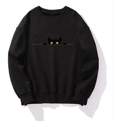 Cat Print Round Neck Sweater Frugal Finds Galore