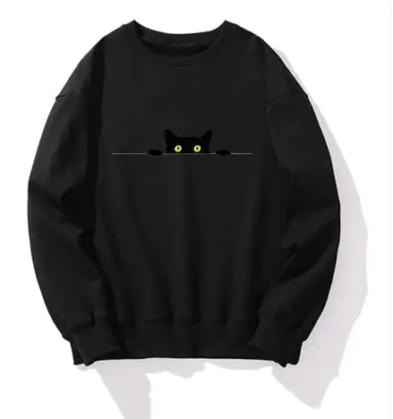Cat Print Round Neck Sweater Frugal Finds Galore