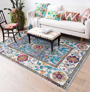 Bohemian Turkish Area Rug, Multicolor Floral Carpet Frugal Finds Galore