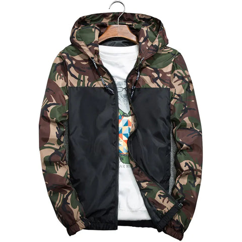 Men's Camouflage Waterproof Jacket with Stand Collar Frugal Finds Galore