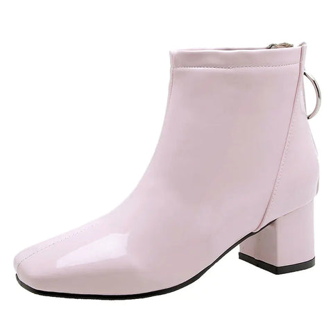 Chunky Heeled Patent Ankle Boots Frugal Finds Galore