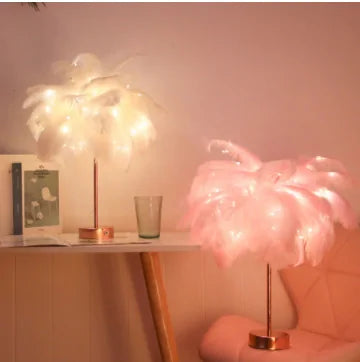 Remote Control Feather Table Lamp