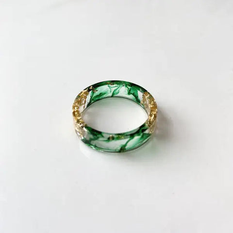 Colorful Handmade Resin Ring with Dried Flowers and Gold Foil Frugal Finds Galore