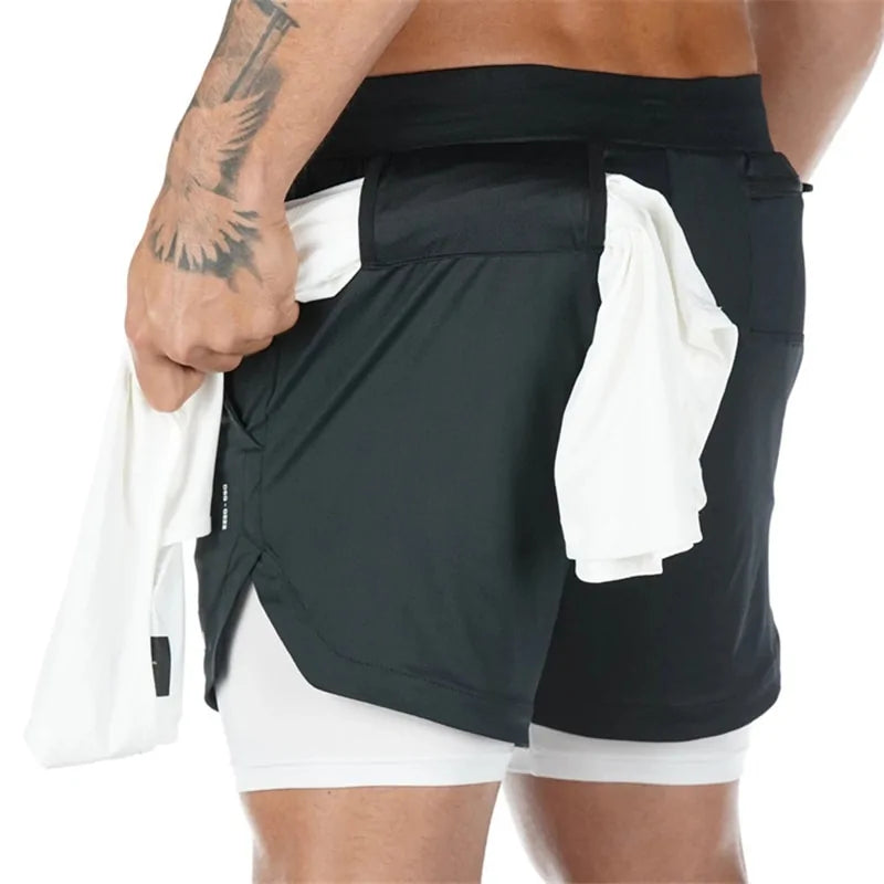 Summer 2-in-1 Men's Gym Fitness Running Shorts