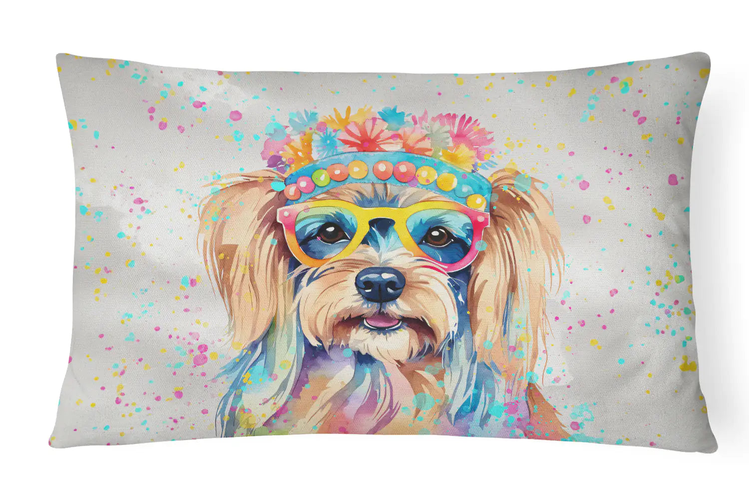 Yorkshire Terrier Hippie Dawg Throw Pillow