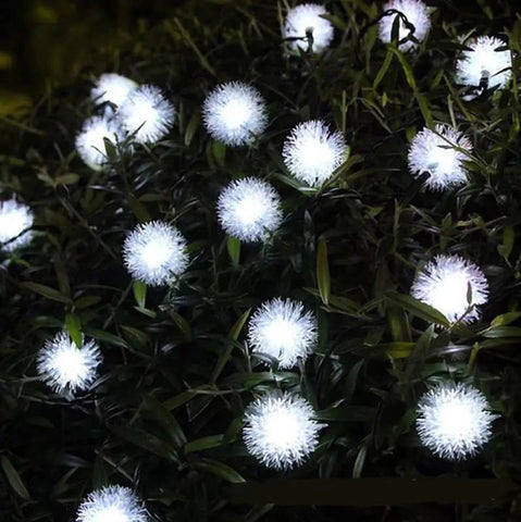 Yellow Snowball Solar String Lights Frugal Finds Galore