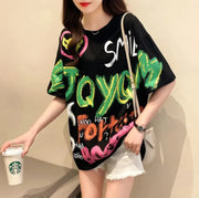 Women's Graffiti Short-Sleeved T-Shirt Frugal Finds Galore